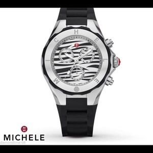 Michele black Tahitian jelly bean zebra watch